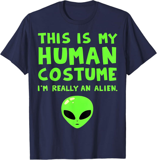 Funny Alien Human Costume T-Shirt - T-Shirt | Navy