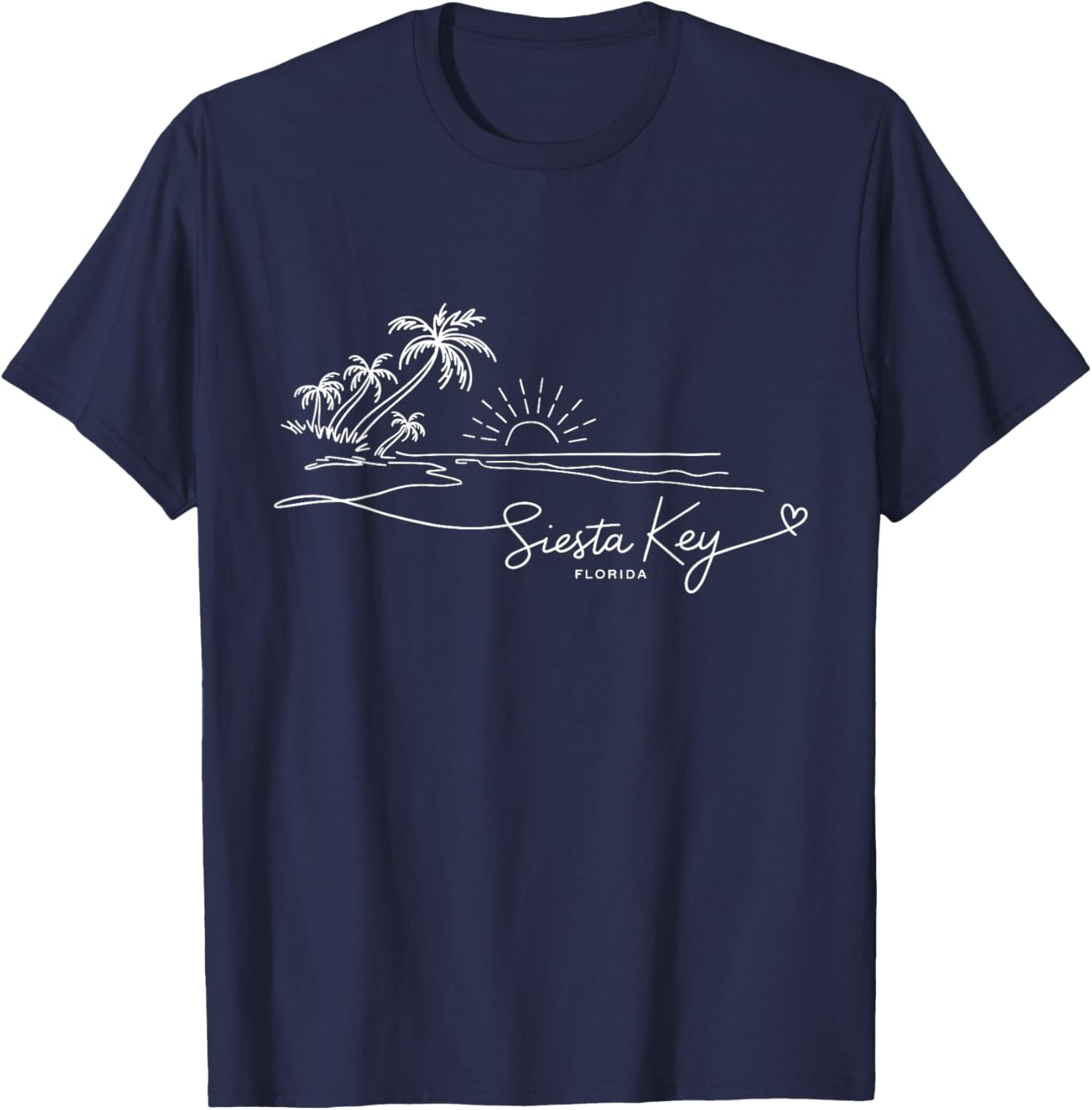 Siesta Key Florida Signature Heart Art - Beach Souvenir T-Shirt - T-Shirt | Navy