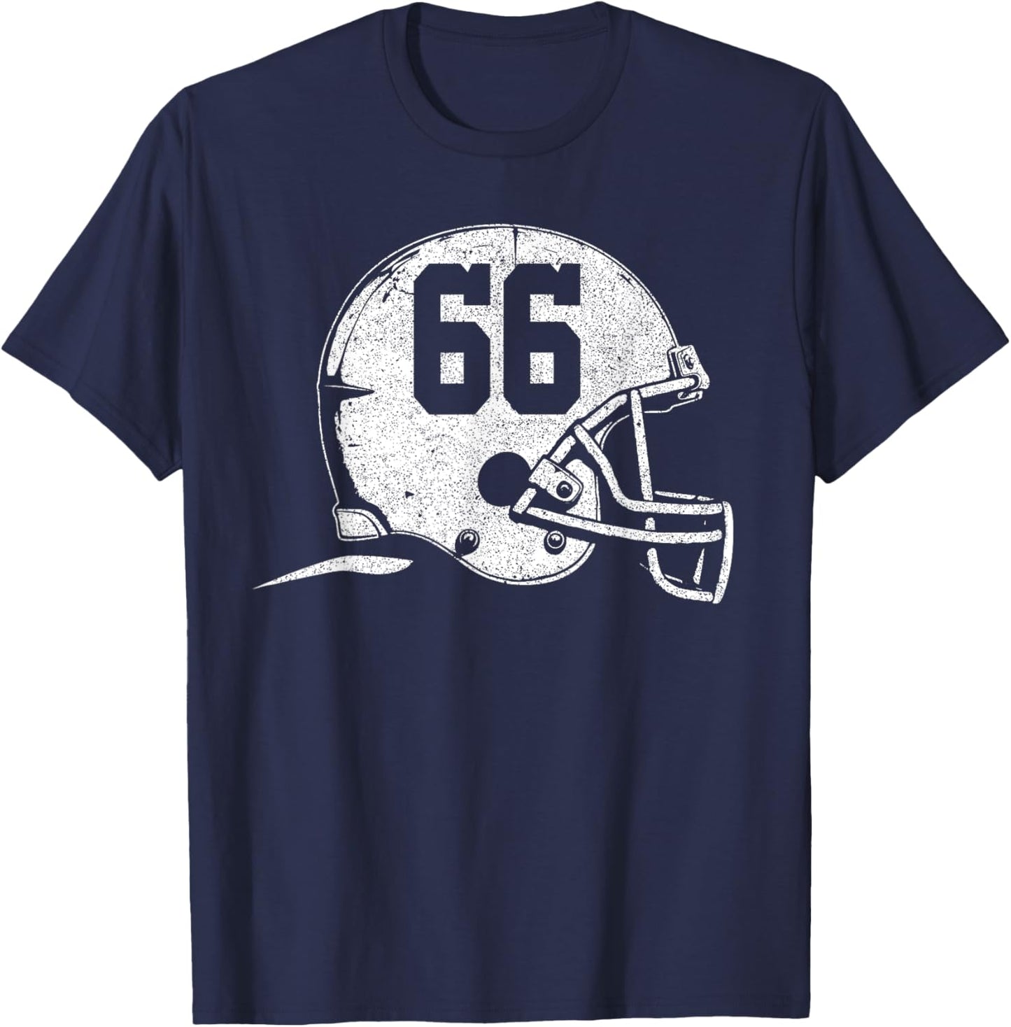 Number 66 Football Helmet Player Fun Number T-Shirt - T-Shirt | Navy
