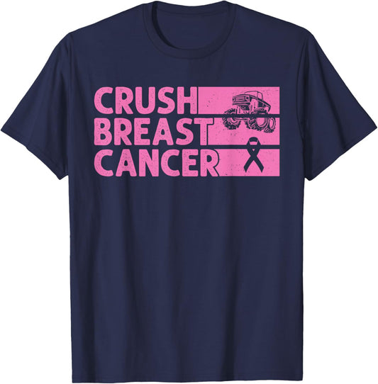 Crush Breast Cancer Awareness Women Men Boys T-Shirt - T-Shirt | Navy