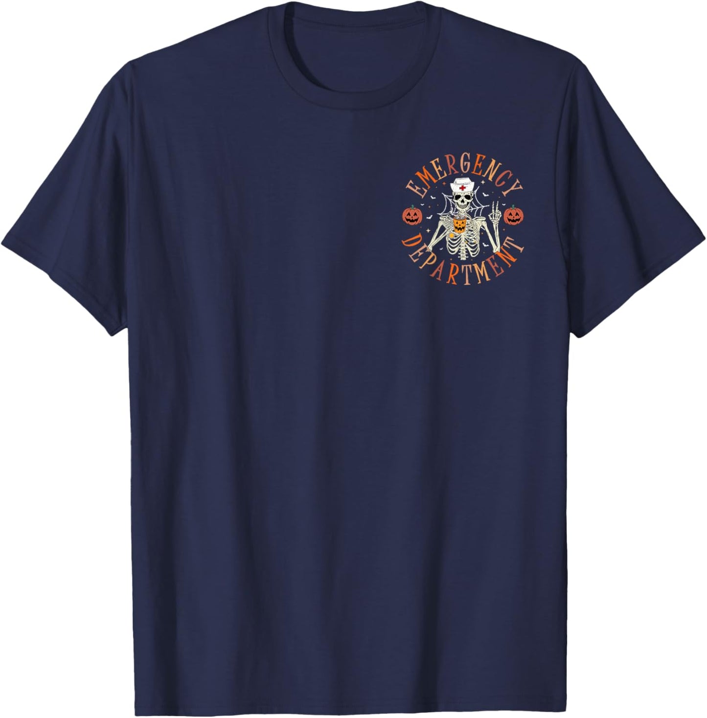 Emergency Department Skeleton ER Nurse Halloween T-Shirt - T-Shirt | Navy
