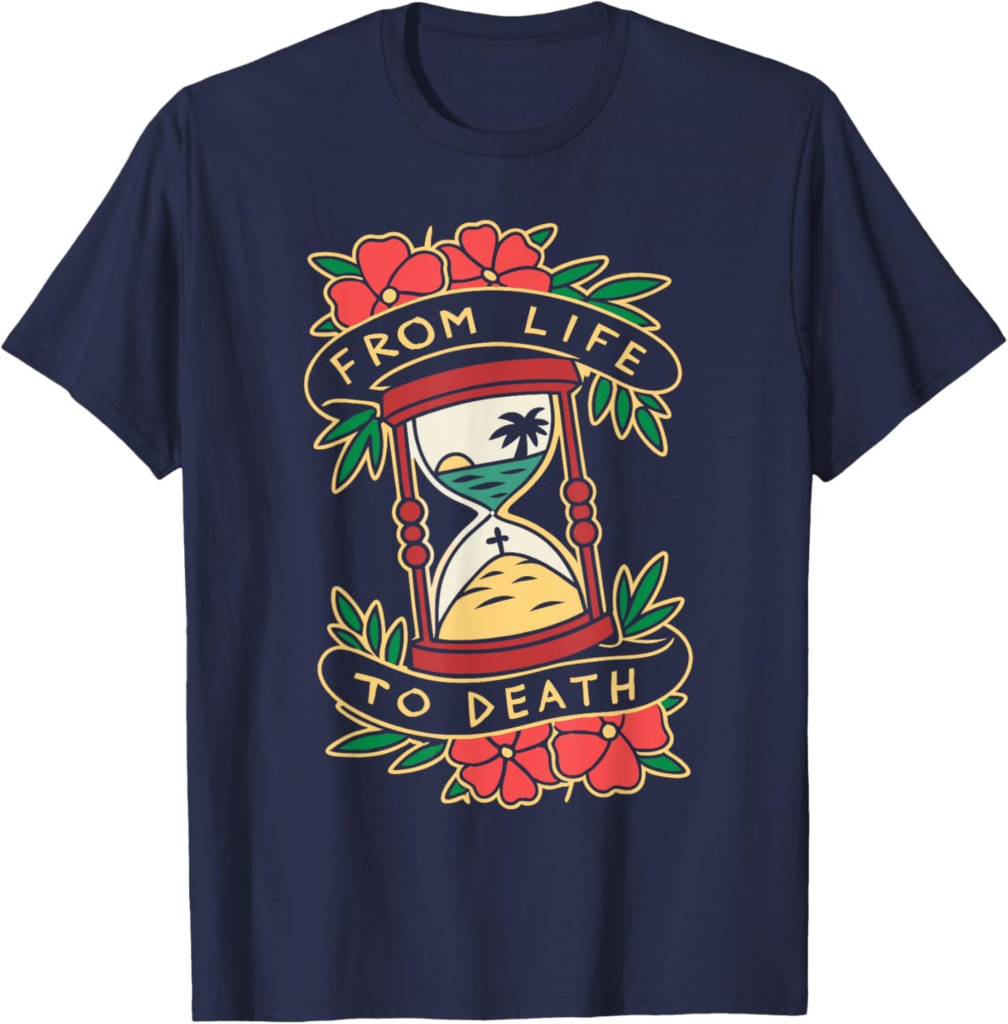 From Life to Death Symbolic Hourglass T-Shirt - T-Shirt | Navy