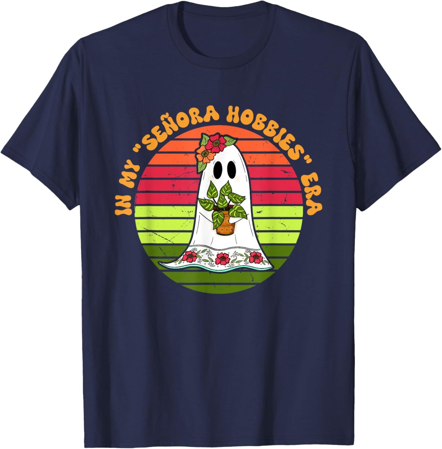 In My Senora Hobbies Era Cute Boo Halloween Design T-Shirt - T-Shirt | Navy