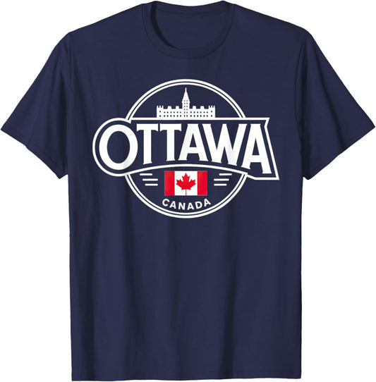Ottawa Canada City Flag Heritage Pride Design T-Shirt - T-Shirt | Navy