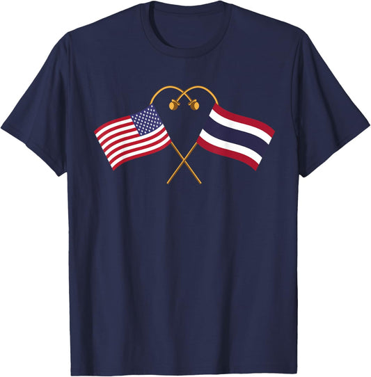 Thai Heritage USA Thailand American Flag Thailand Flag T-Shirt - T-Shirt | Navy