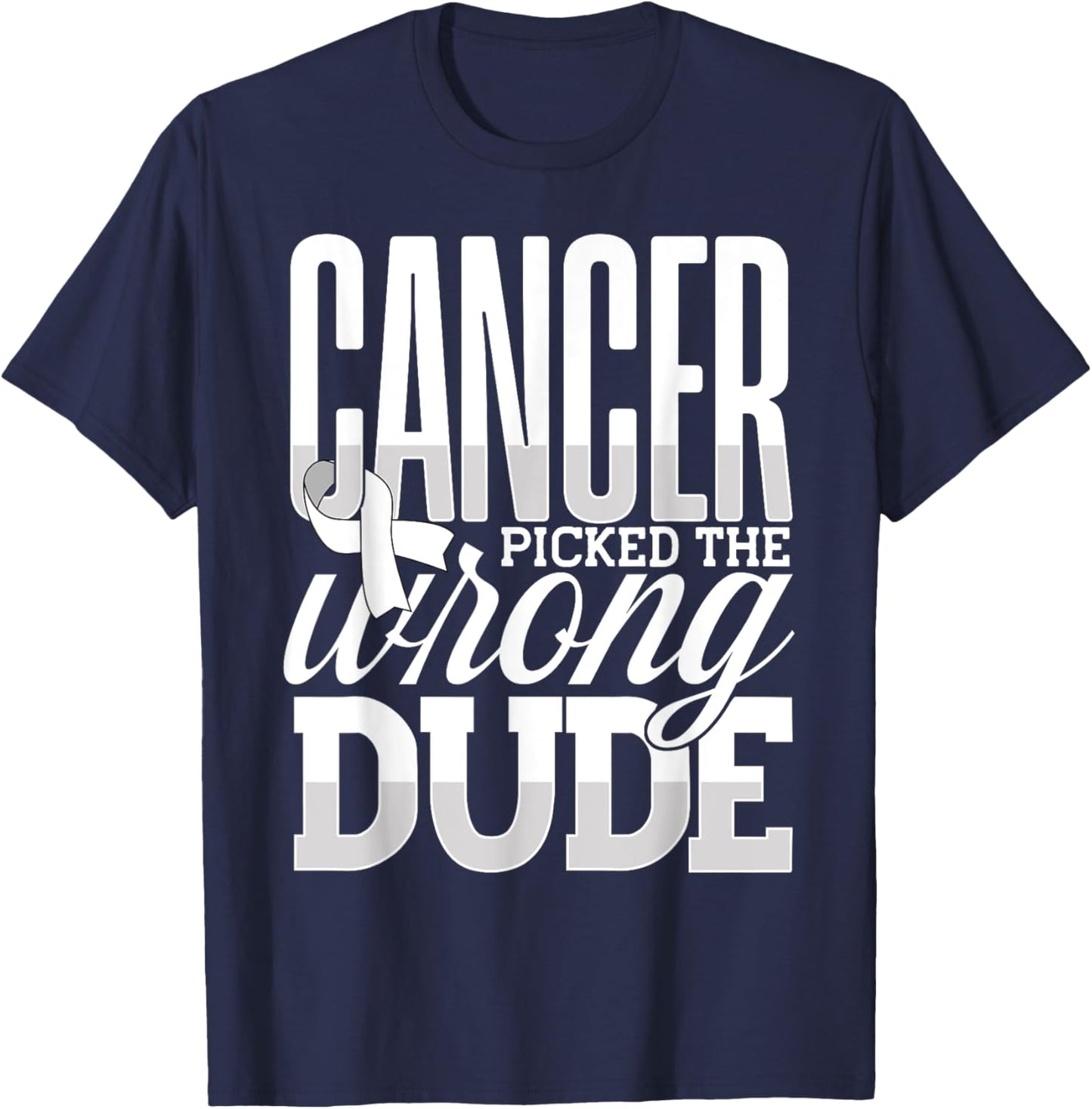 Lung Cancer Awareness Support, Cancer Picked The Wrong Dude T-Shirt - T-Shirt | Navy