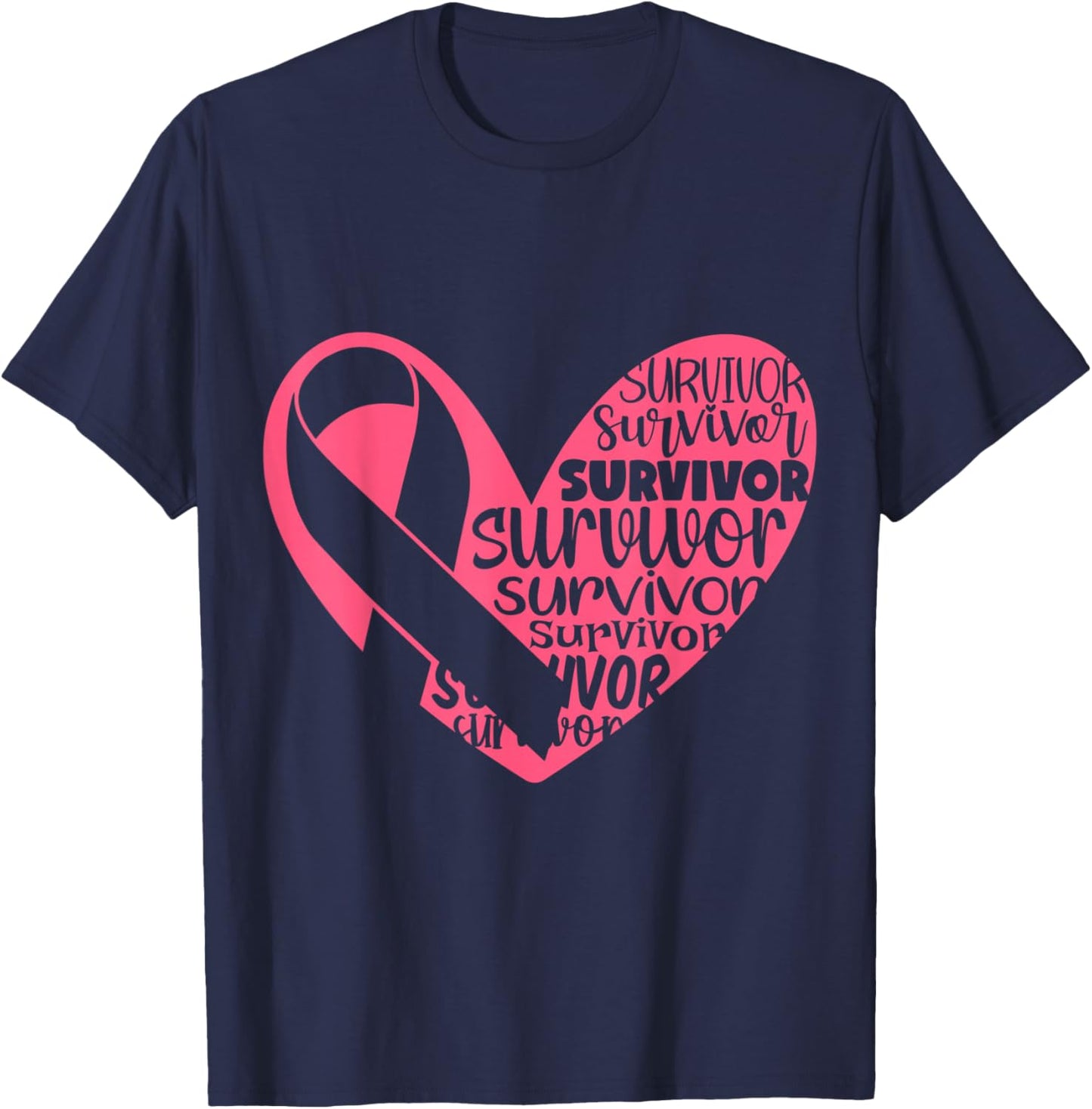 Survivor Heart Breast Cancer Awarenes T-Shirt - T-Shirt | Navy