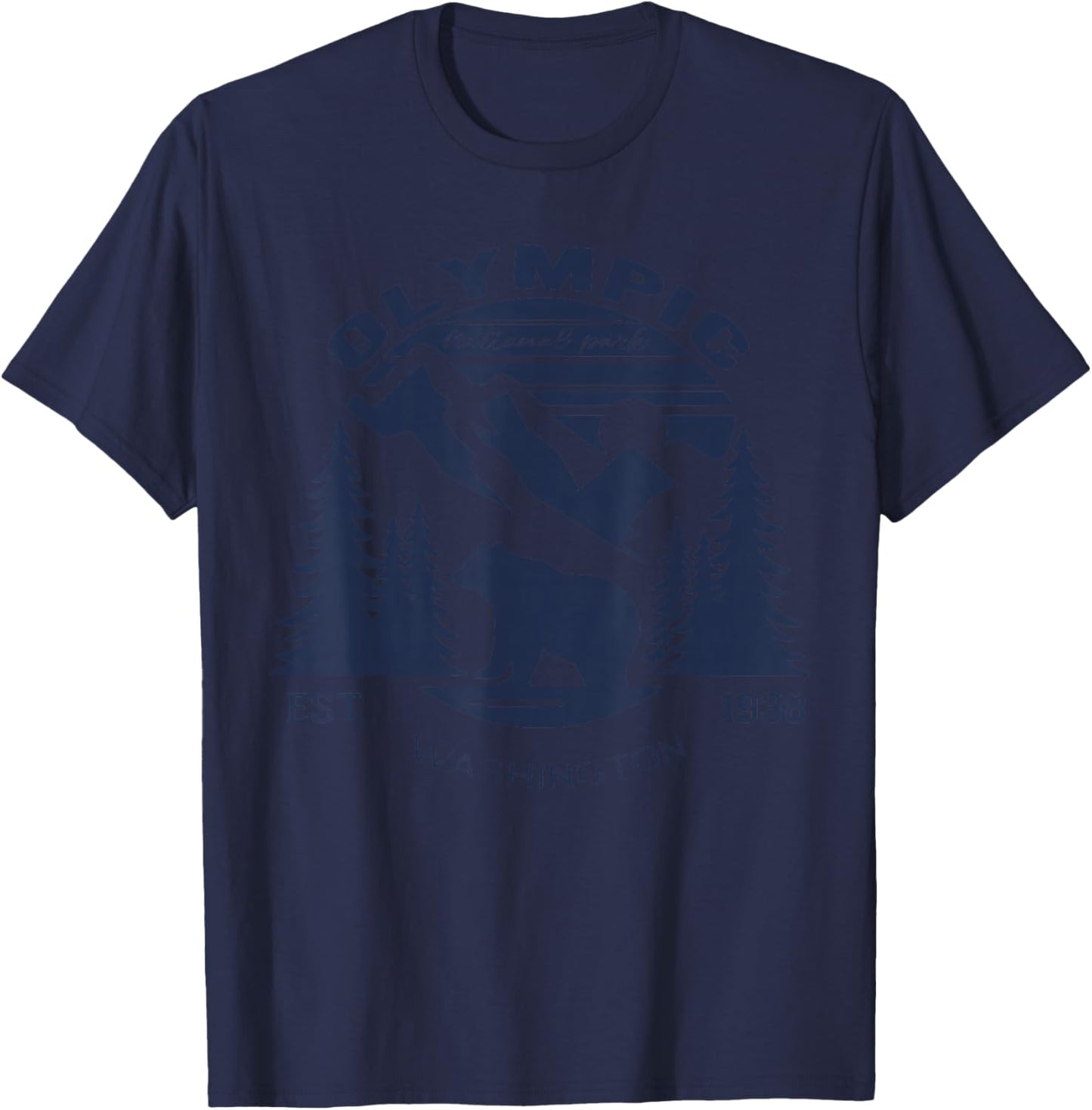 Retro Vintage Olympic National Park for kids Hiking Camping T-Shirt - T-Shirt | Navy