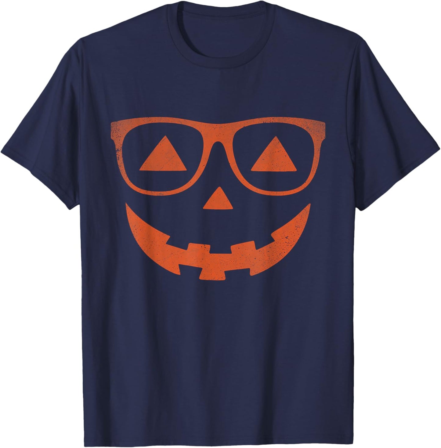 Jack O Lantern Pumpkin with Glasses Costume Halloween T-Shirt - T-Shirt | Navy