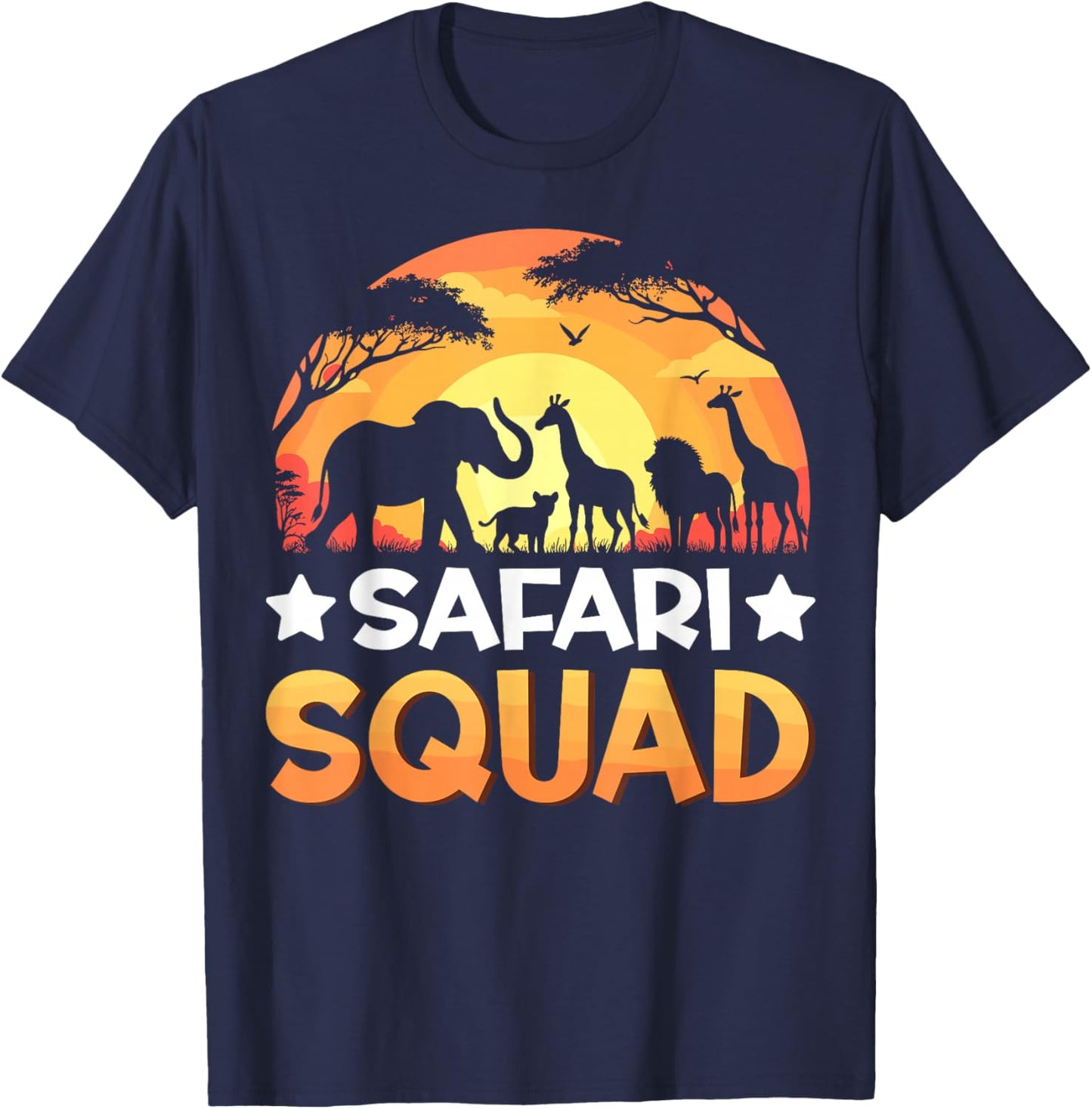 Safari Squad Safari Animals Sunset Wildlife Matching Zoo T-Shirt - T-Shirt | Navy