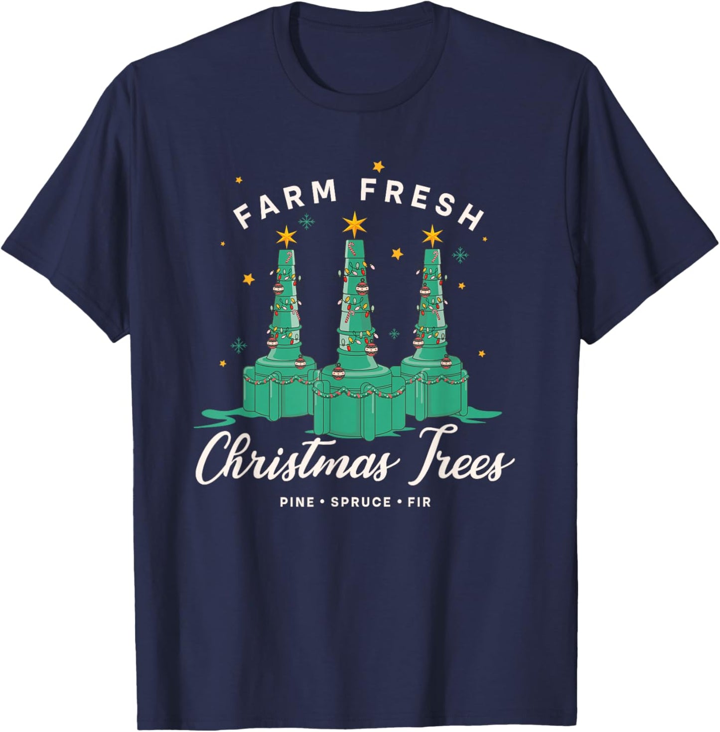 Respiratory Therapist Nurse Farm Fresh Christmas Tree T-Shirt - T-Shirt | Navy
