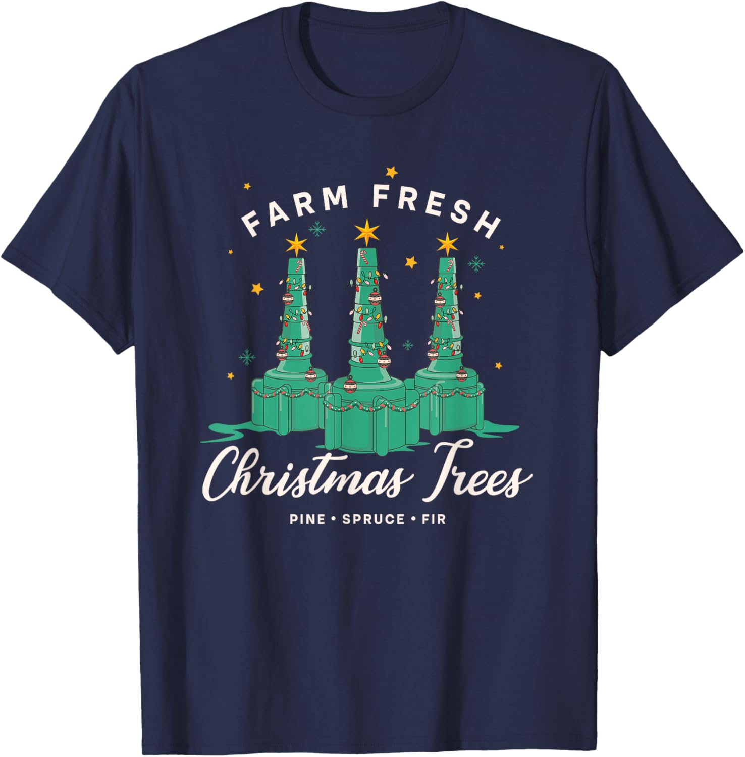 Respiratory Therapist Nurse Farm Fresh Christmas Tree T-Shirt - T-Shirt | Navy