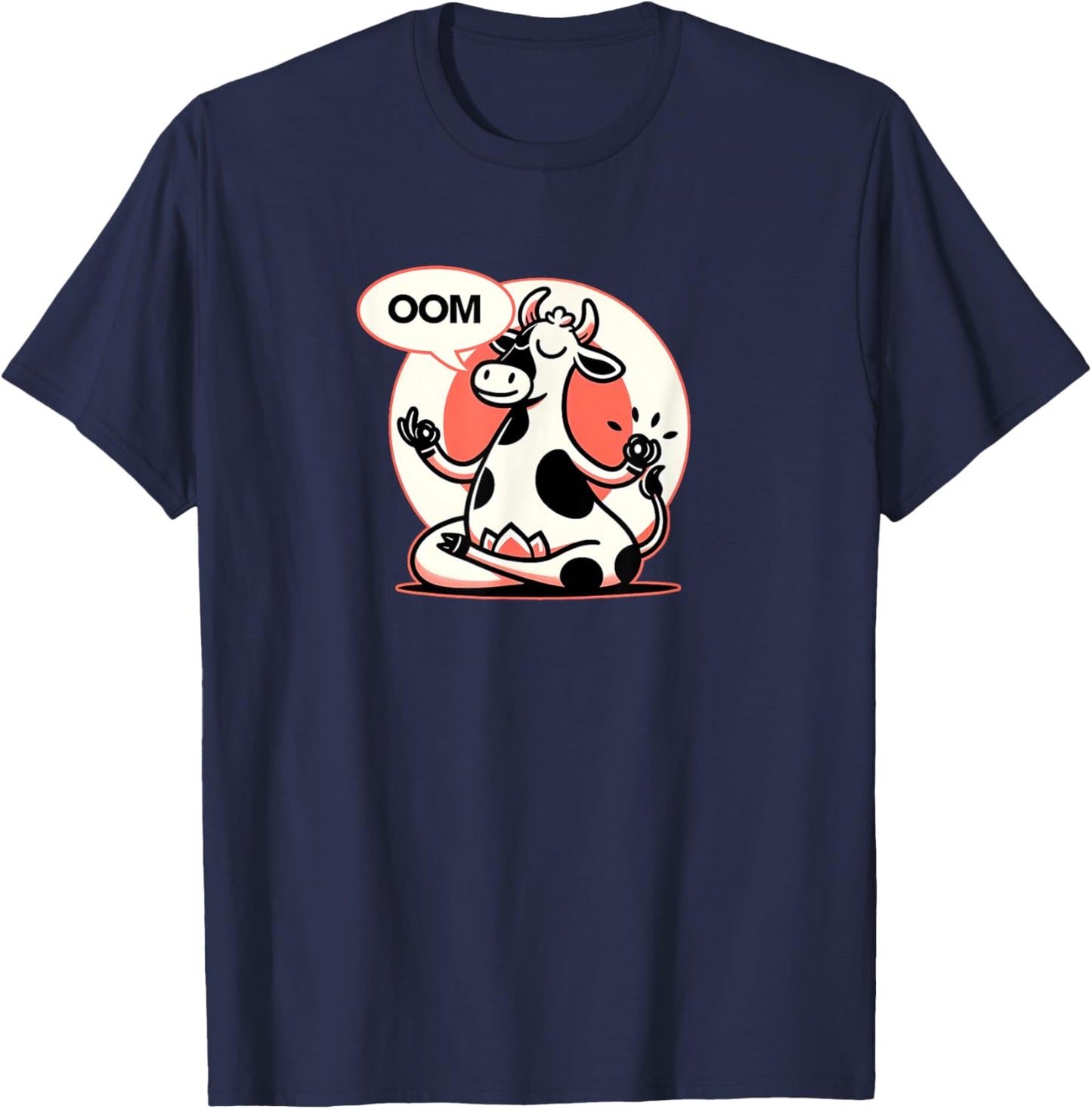 Funny Cow Namaste Yoga Lotus Position Yoga Cow T-Shirt - T-Shirt | Navy