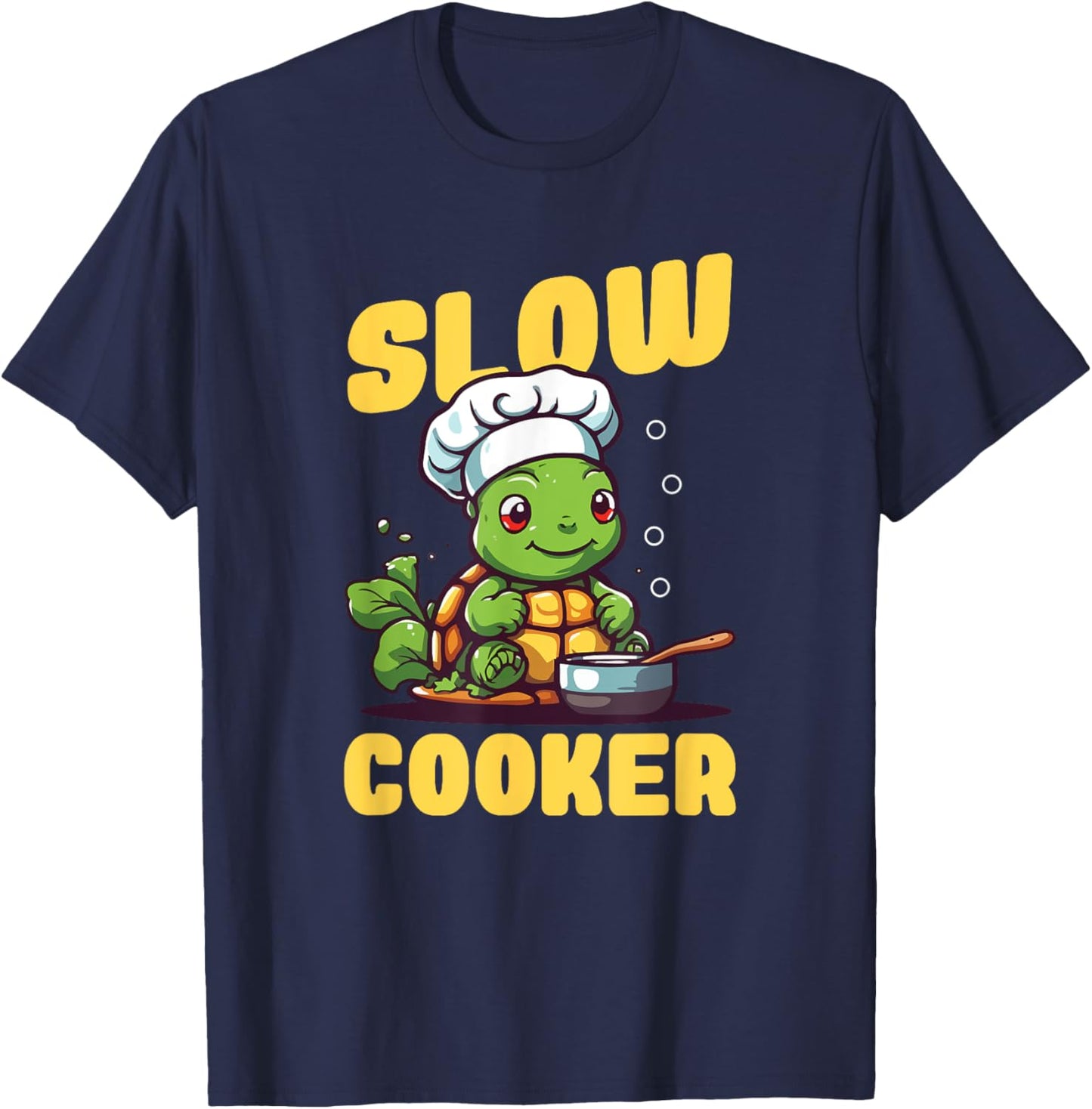 Funny Turtle Slow Cooker Chef Tortoise Cooking T-Shirt - T-Shirt | Navy