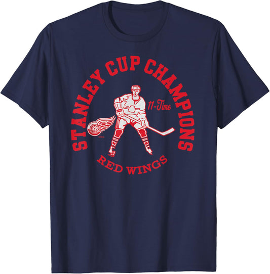 Detroit Red Wings Stanley Cup Champions 11-Time T-Shirt - T-Shirt | Navy