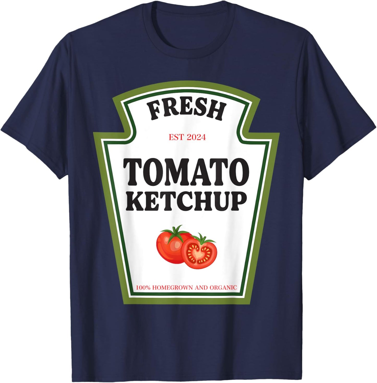 Fresh Tomato Ketchup Condiment Costume Party Matching T-Shirt - T-Shirt | Navy