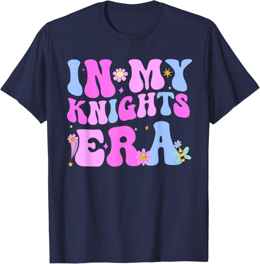 In My Knights Era Back to School Spirit Game Retro Groovy T-Shirt - T-Shirt | Navy