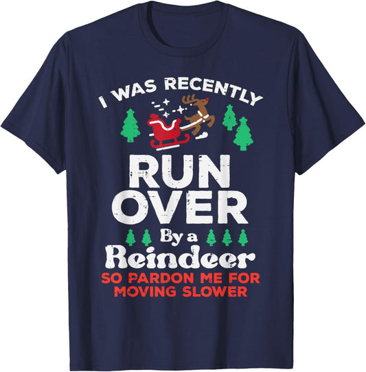 Christmas Runover By Reindeer Funny Xmas Women Men Kids T-Shirt - T-Shirt | Navy