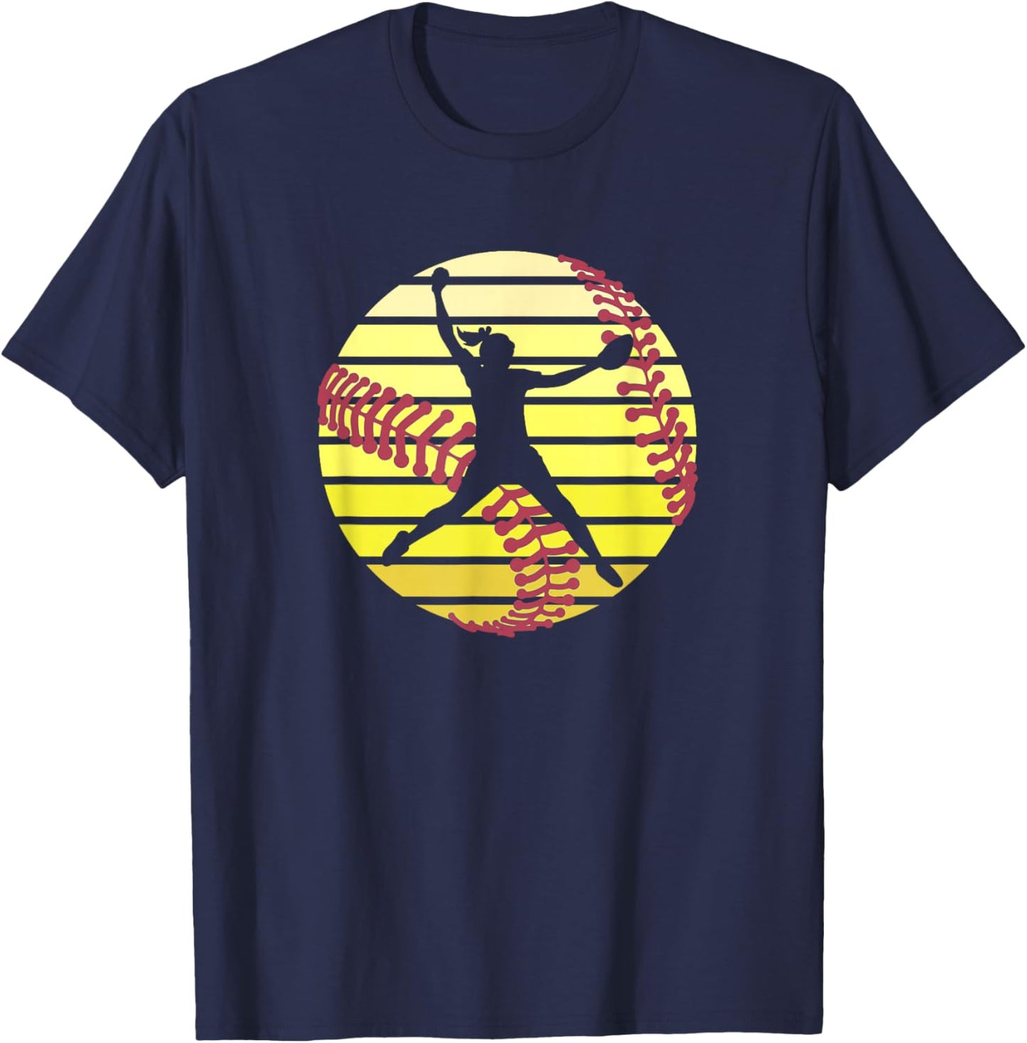 Softball Pitcher Women Girls Fast Pitch Player Graphic T-Shirt - T-Shirt | Navy