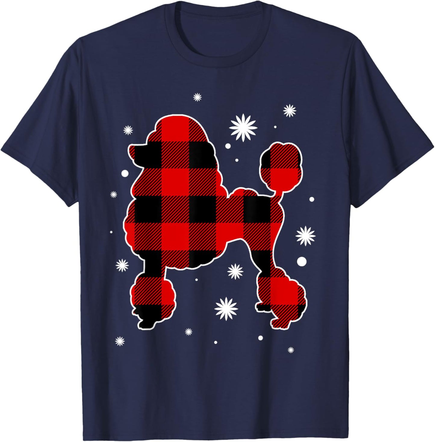 Poodle Pajama Christmas Santa Hat Plaid Xmas Holiday Costume T-Shirt - T-Shirt | Navy