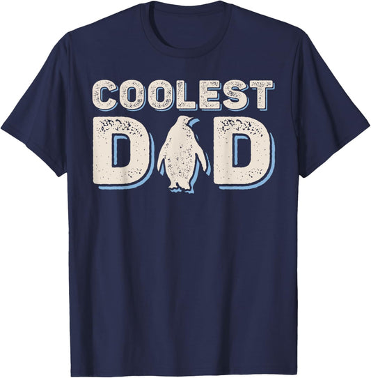 Penguin Coolest Dad Father's Day Funny Daddy Family Matching T-Shirt - T-Shirt | Navy