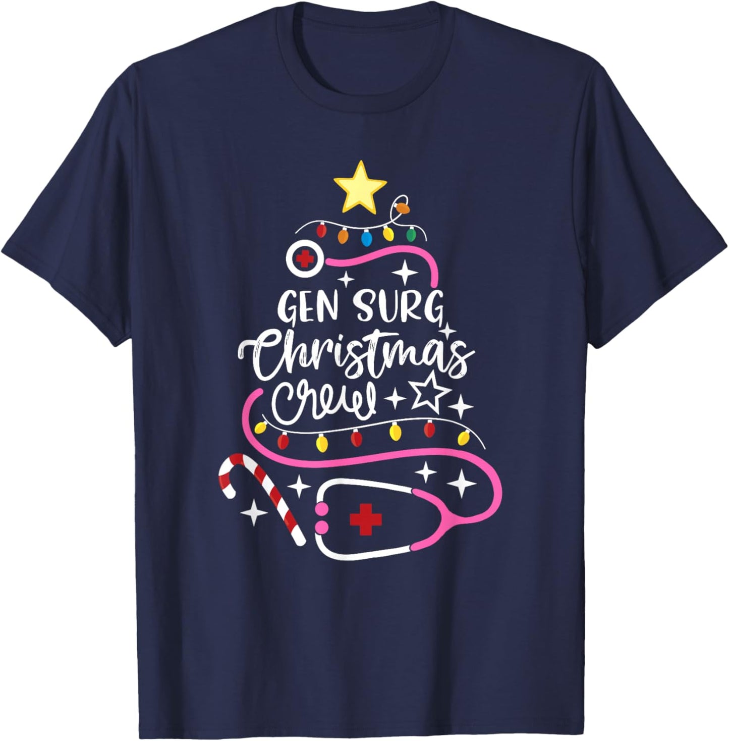 Gen Surg Christmas Crew Tech Theatre Nurse Secretary T-Shirt - T-Shirt | Navy
