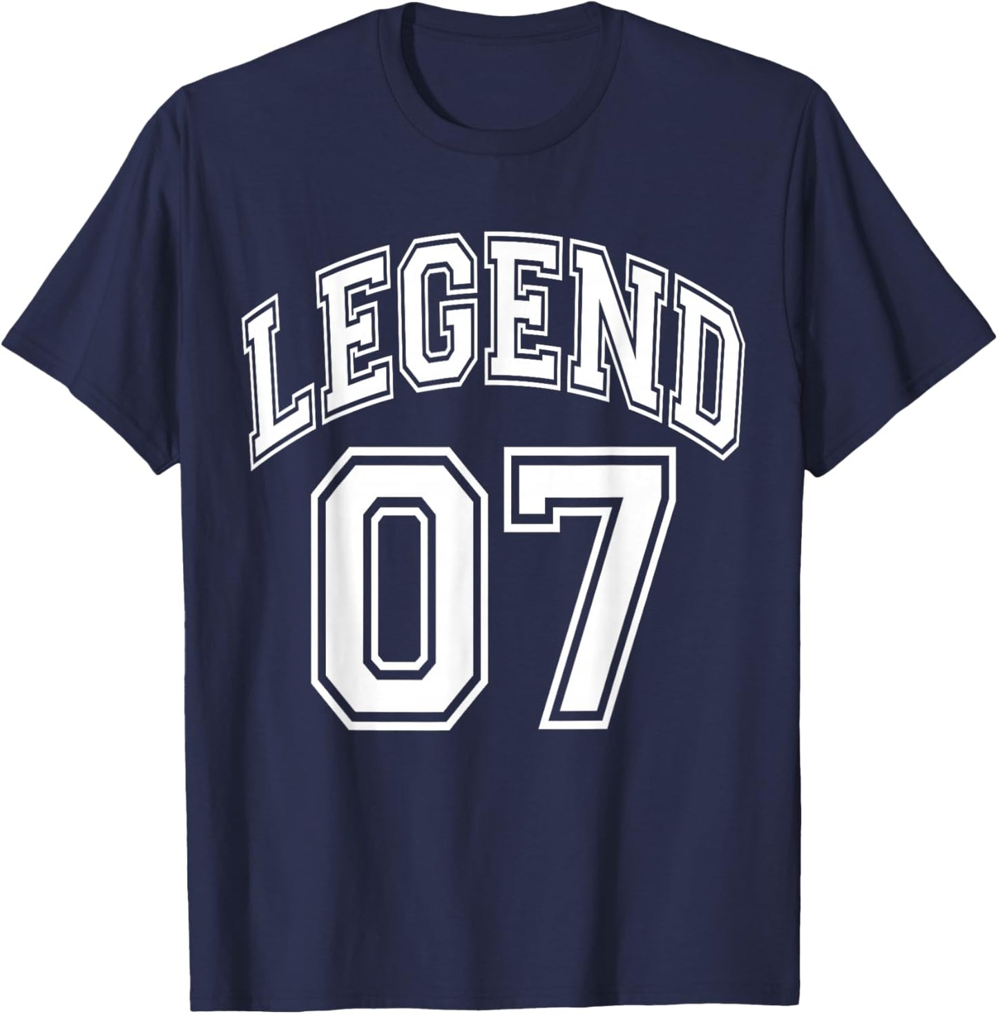 Legend 07 Number Varsity Team - 07th Birthday & 07 Years Old T-Shirt - T-Shirt | Navy