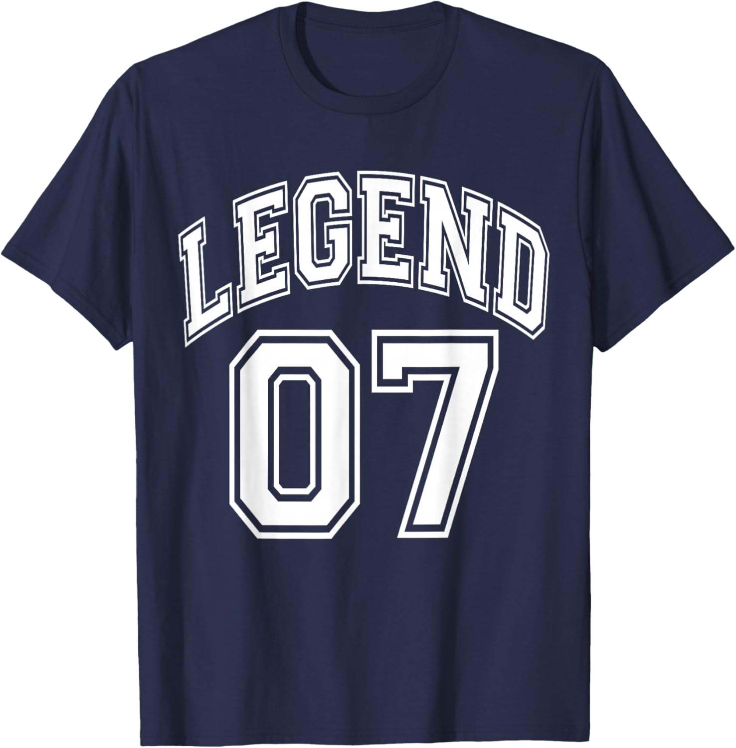 Legend 07 Number Varsity Team - 07th Birthday & 07 Years Old T-Shirt - T-Shirt | Navy