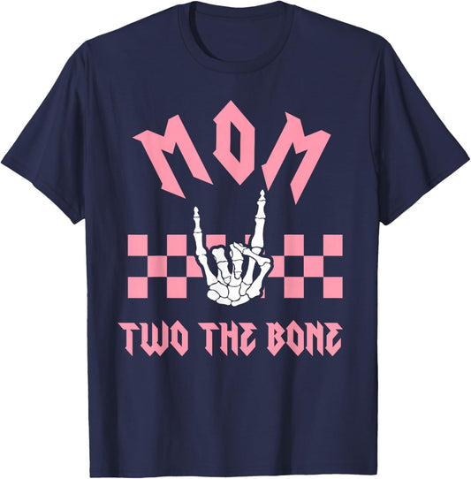 Mom Bad Two the Bone Birthday 2 Years Old Birthday T-Shirt - T-Shirt | Navy