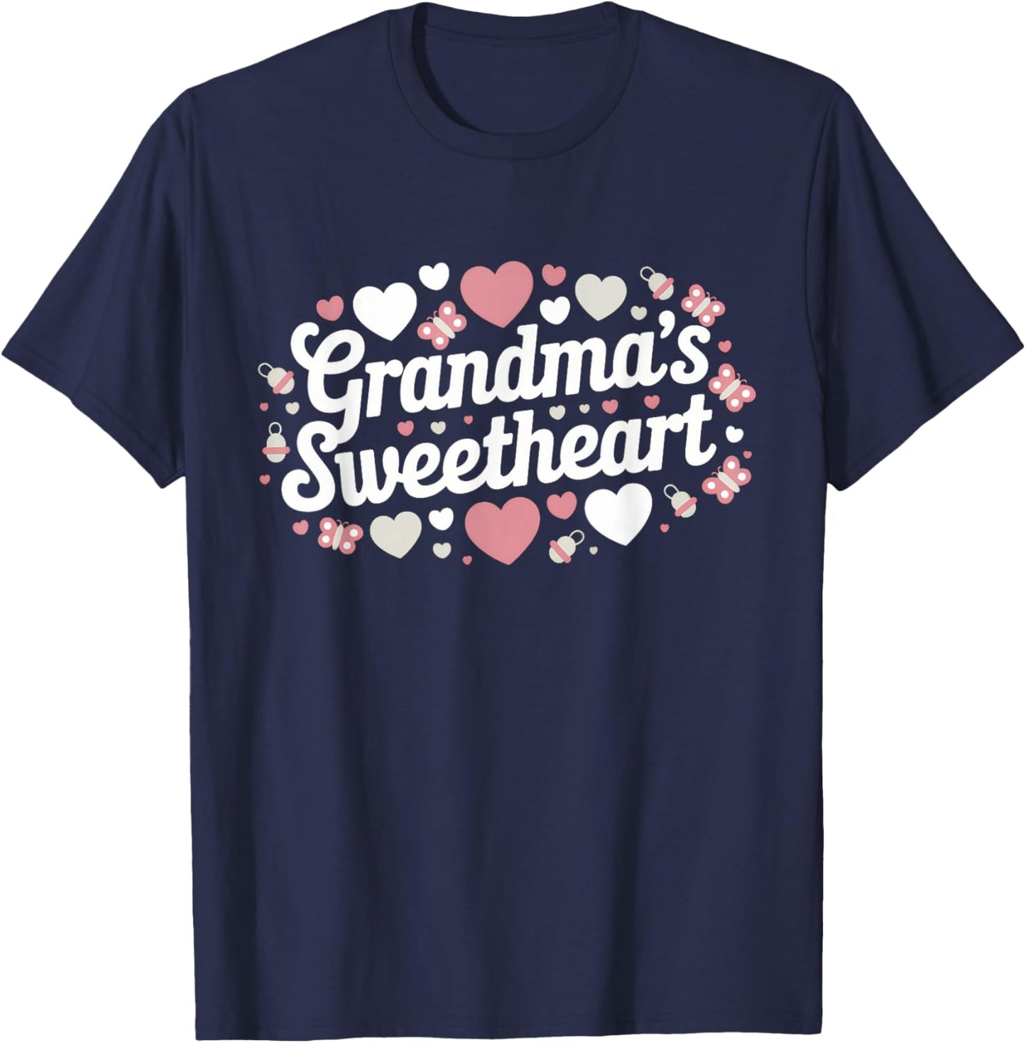 Grandma's Sweetheart Gender Reveal Girl T-Shirt - T-Shirt | Navy