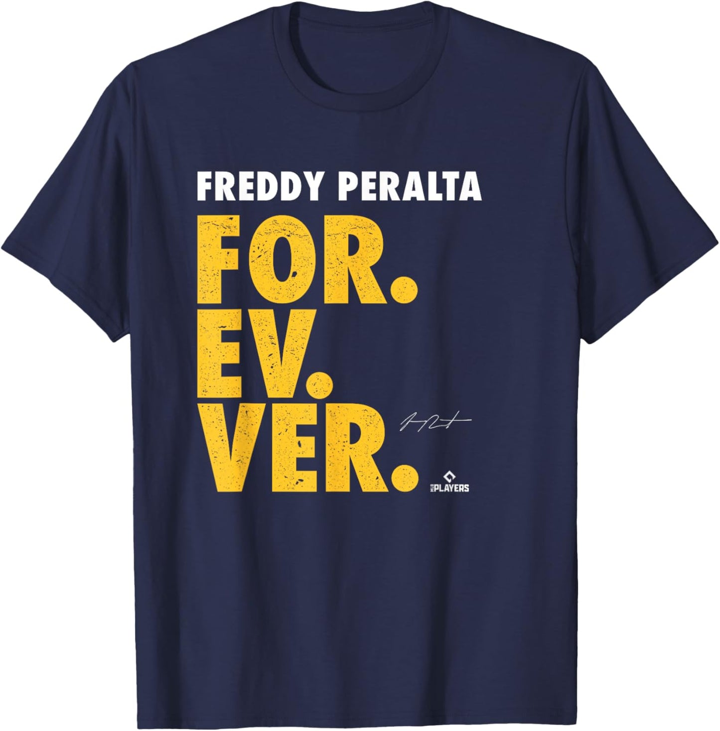 Forever Baseball Freddy Peralta Milwaukee Baseball MLBPA T-Shirt - T-Shirt | Navy