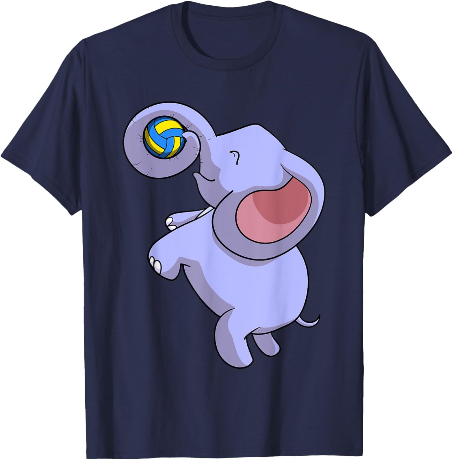 Funny Elephant Playing Volleyball Player Ball Game Outfit T-Shirt - T-Shirt | Navy