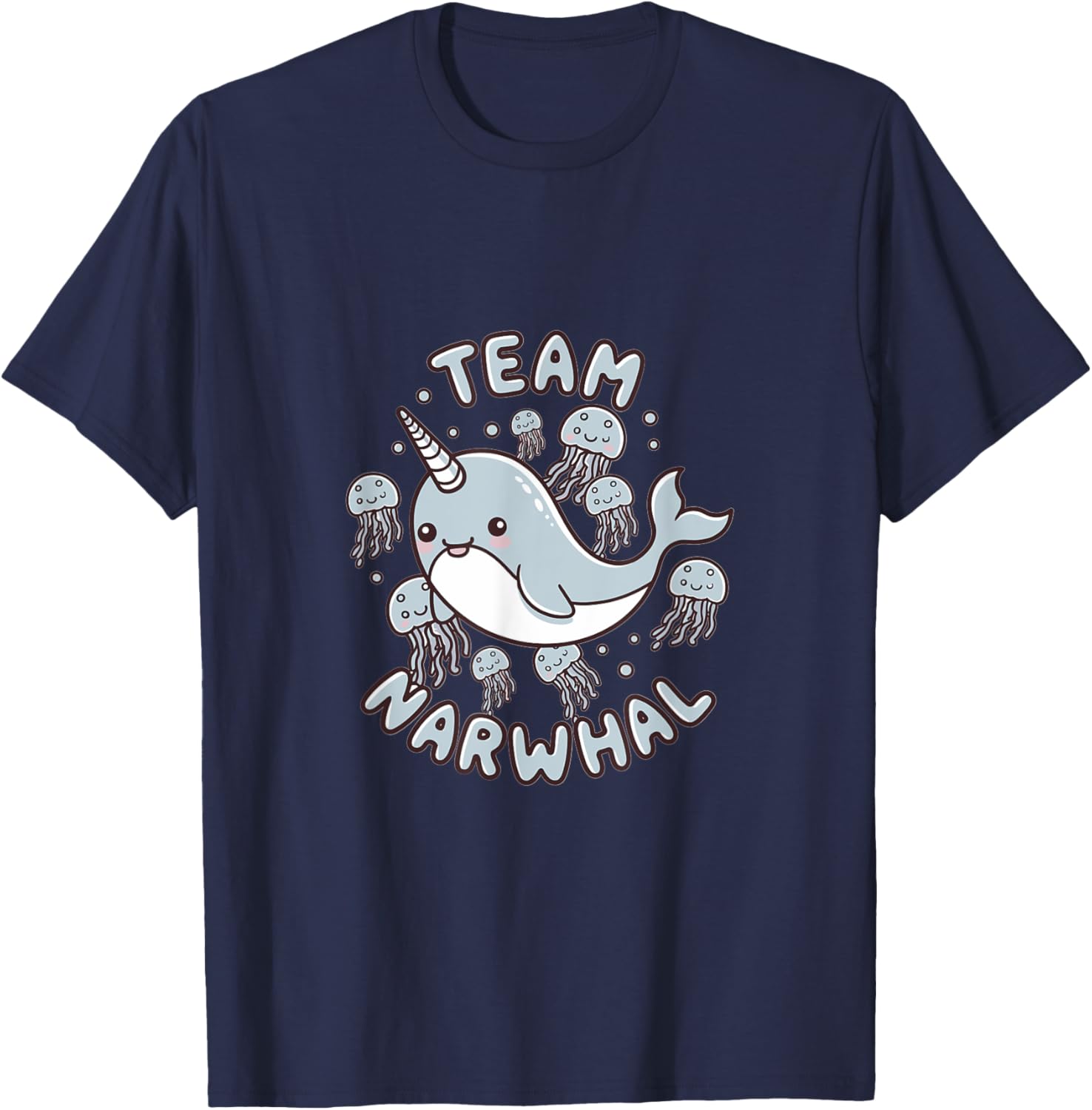 Cute Narwhal Sea Animal Graphic Jellyfish Team Narwhal T-Shirt - T-Shirt | Navy