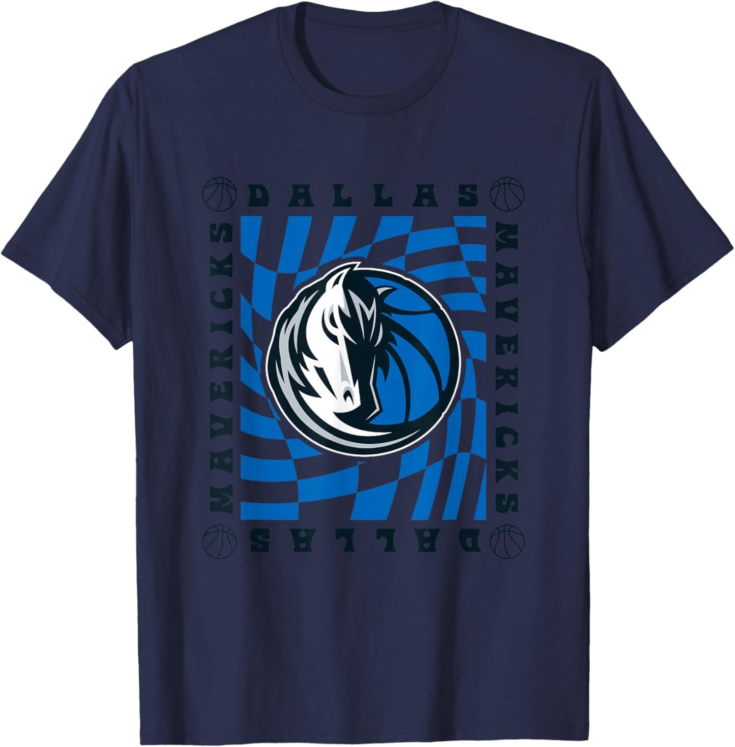 NBA Dallas Mavericks Retro Checkerboard Wave T-Shirt - T-Shirt | Navy