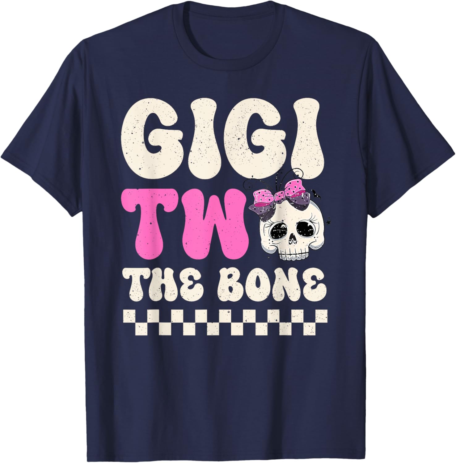 Gigi Two The Bone Halloween 2nd Birthday Girl Family T-Shirt - T-Shirt | Navy