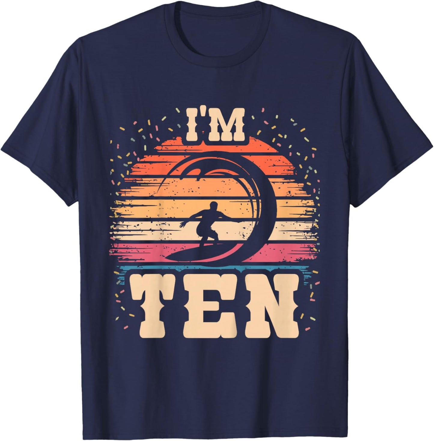 Kids Surfing 10 Year Old Birthday Boy 10th Surfboard Birthday T-Shirt - T-Shirt | Navy