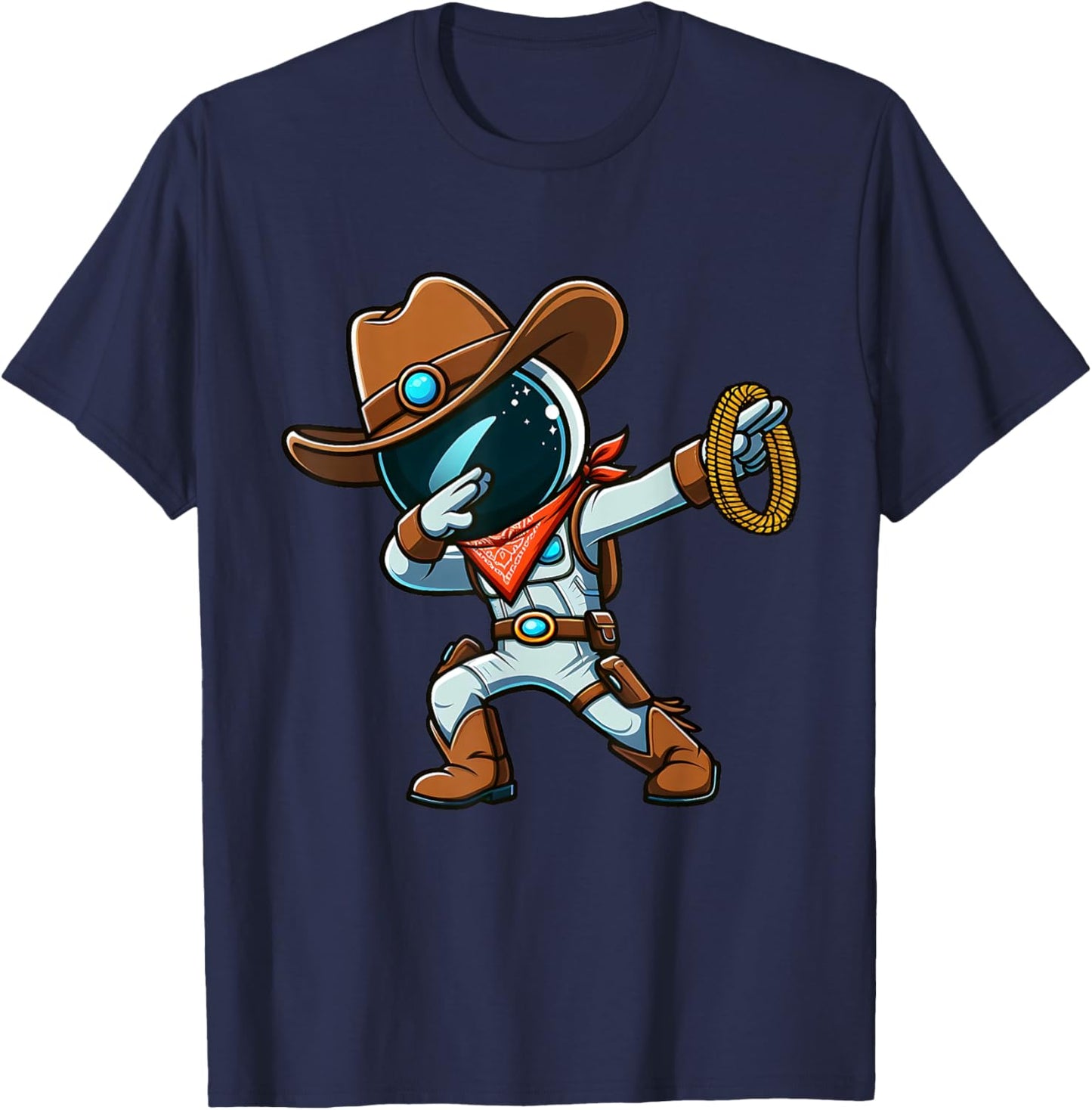 Dabbing Boys Astronaut Cowboy Space Halloween T-Shirt - T-Shirt | Navy