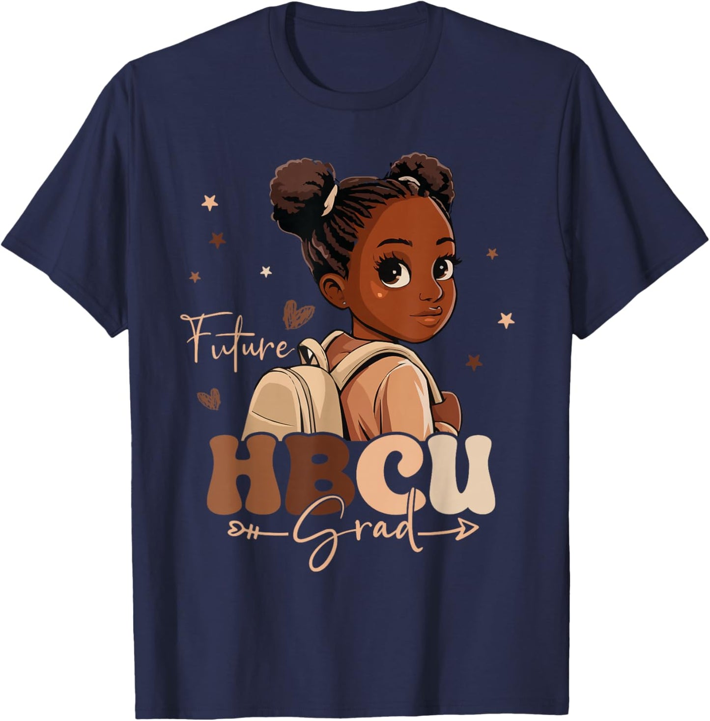 Future HBCU Grad kids Black Girl Afro Black History Month T-Shirt - T-Shirt | Navy