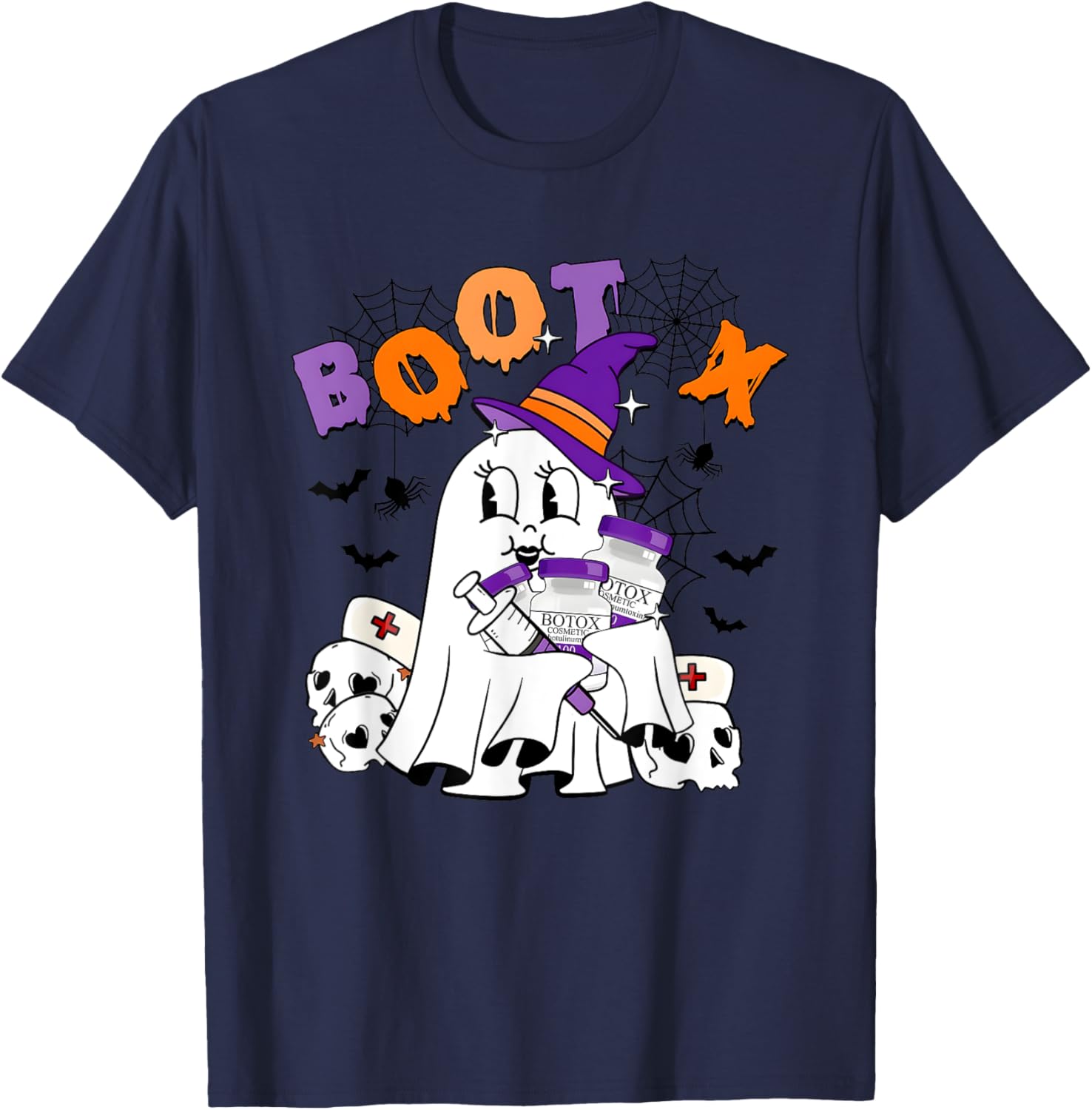 Cute Ghost BooTox Nurse Injector Halloween Plastic Surgery T-Shirt - T-Shirt | Navy