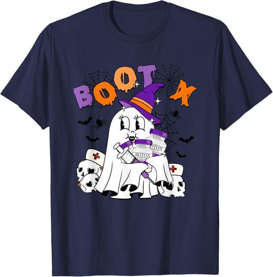 Cute Ghost BooTox Nurse Injector Halloween Plastic Surgery T-Shirt - T-Shirt | Navy