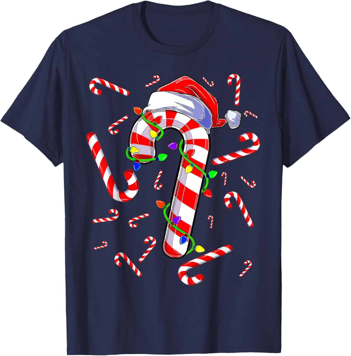 Candy Cane Merry And Bright Red And White Candy Costume T-Shirt - T-Shirt | Navy
