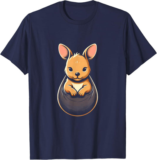 Kangaroo Cute Joey-In A Pouch Baby Marsupial Wildlife Animal T-Shirt - T-Shirt | Navy