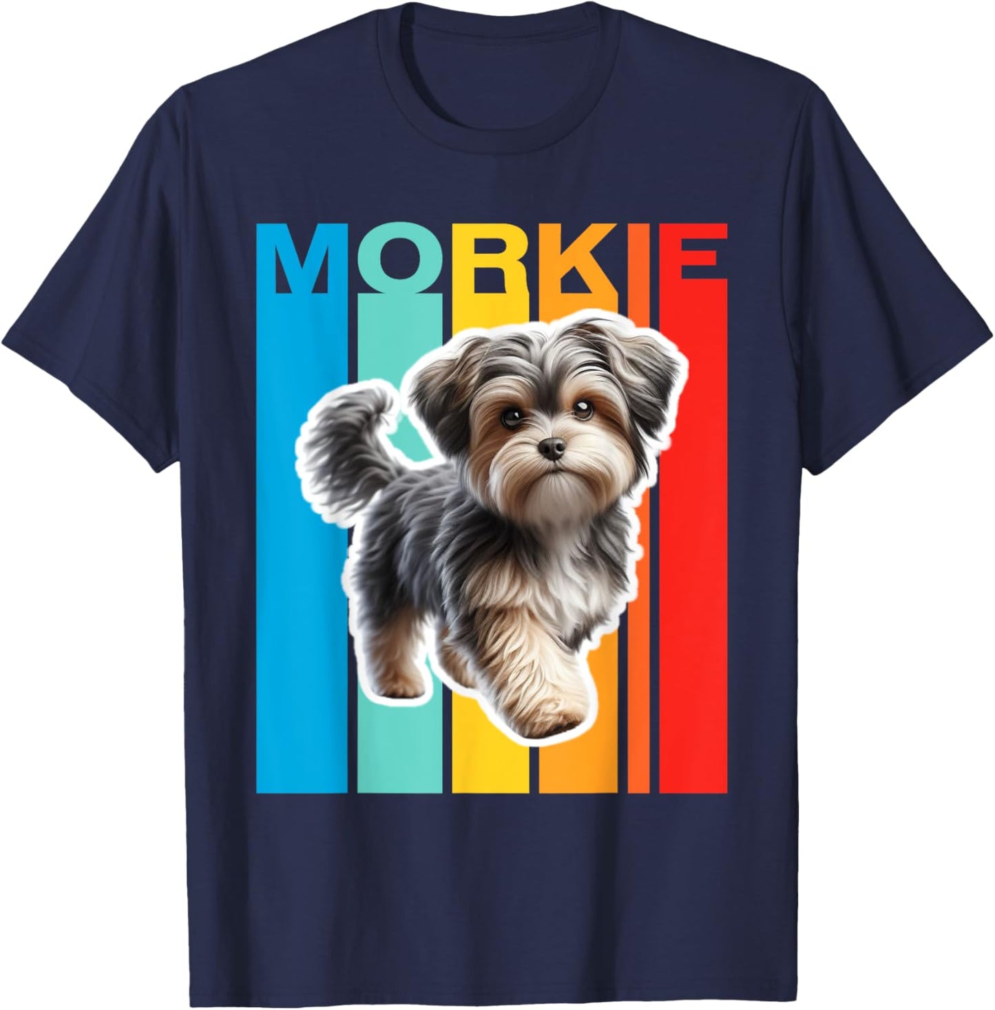 Colorful Morkie T-Shirt - T-Shirt | Navy