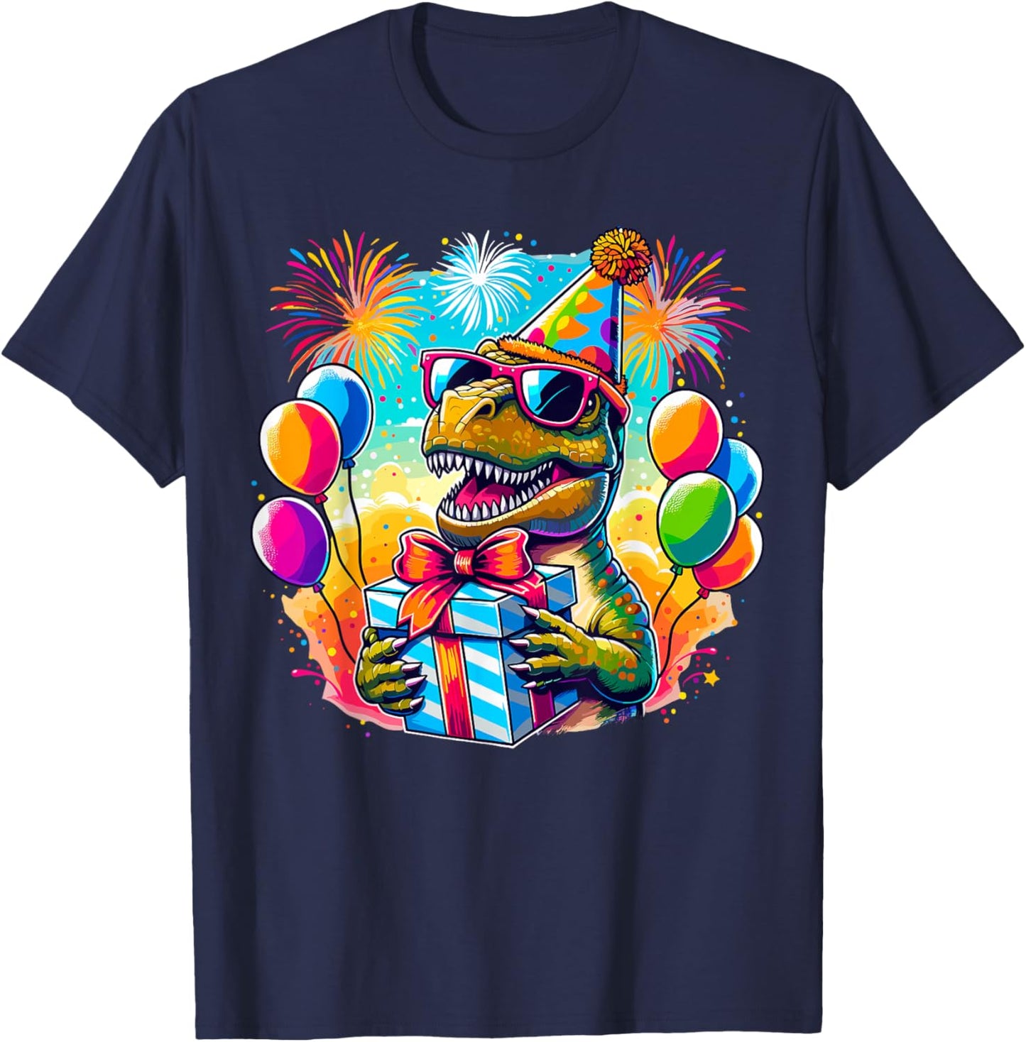 Dinosaur Birthday T-Rex Party T-Shirt - T-Shirt | Navy