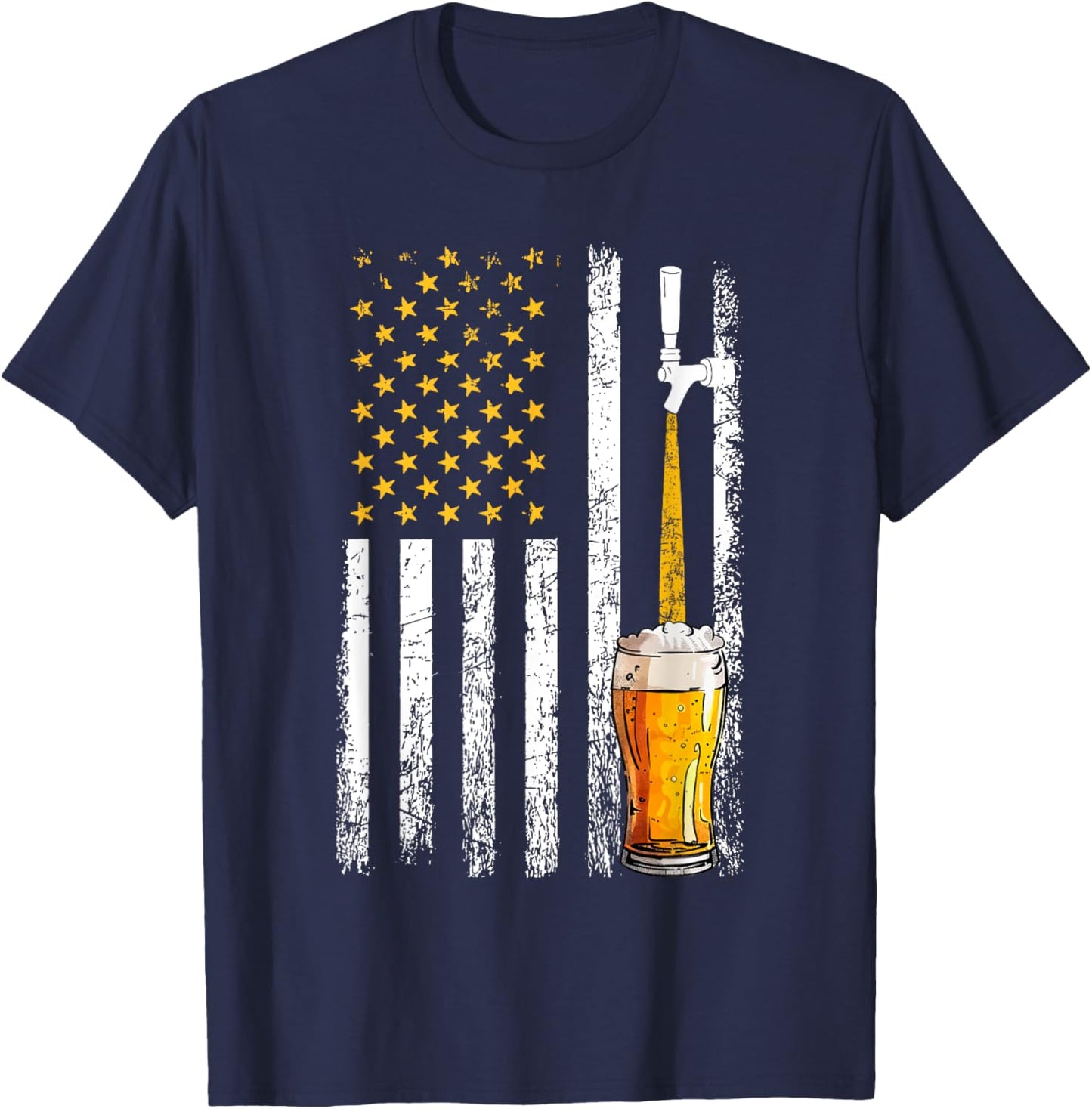 Craftbeer American Flag, Brewing T-Shirt - T-Shirt | Navy