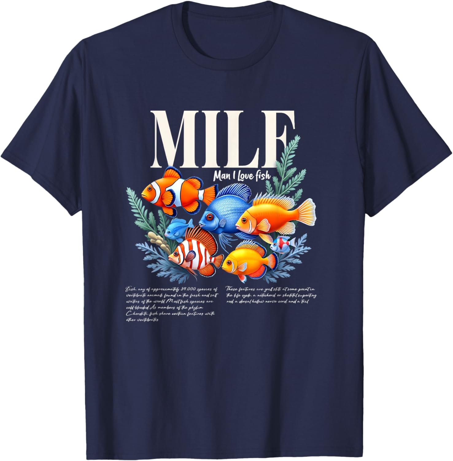 Man I Love Fish Funny Fishing Fisherman Fishing Lovers T-Shirt - T-Shirt | Navy