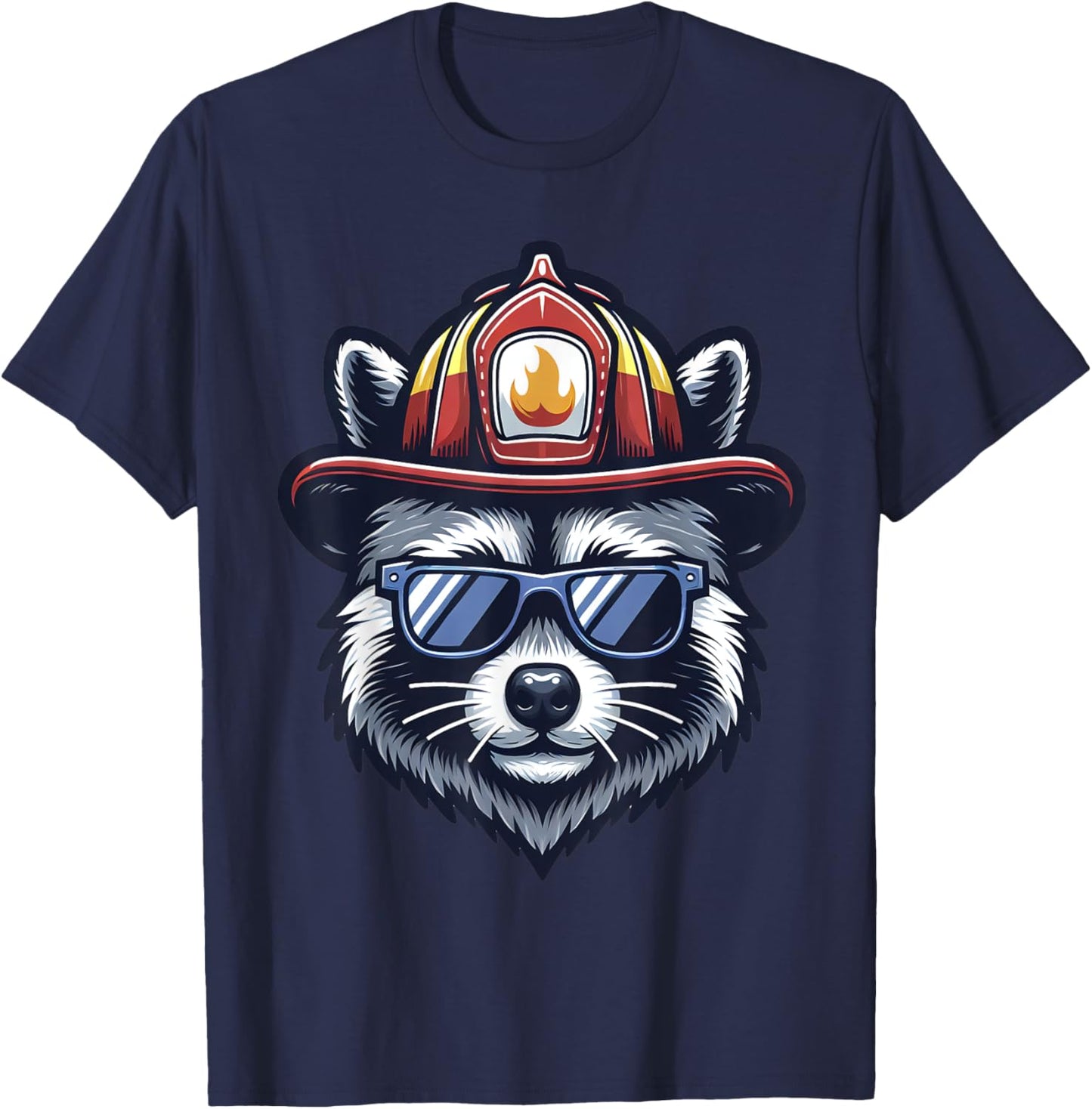 Firefighter Raccoon Funny Fire department T-Shirt - T-Shirt | Navy