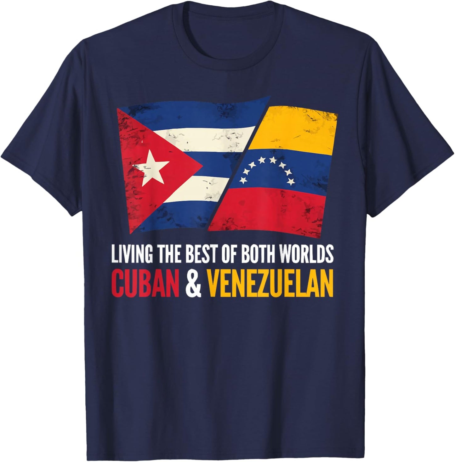 Half Cuban Half Venezuelan Country Venezuela Flag Cuba T-Shirt - T-Shirt | Navy