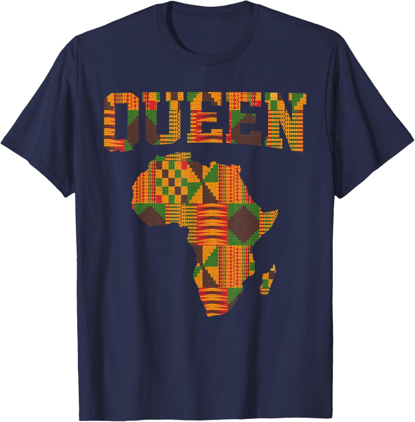 African Queen Art Girls Kente Cloth African Print T-Shirt - T-Shirt | Navy