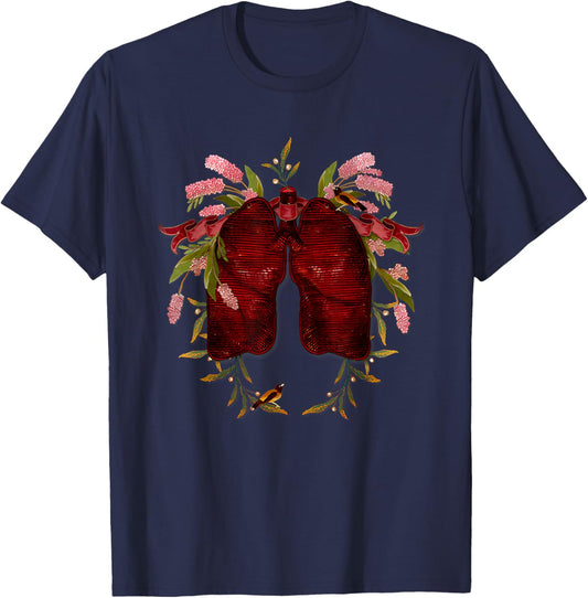 Natural Maroon Lungs Funny Women T-Shirt - T-Shirt | Navy